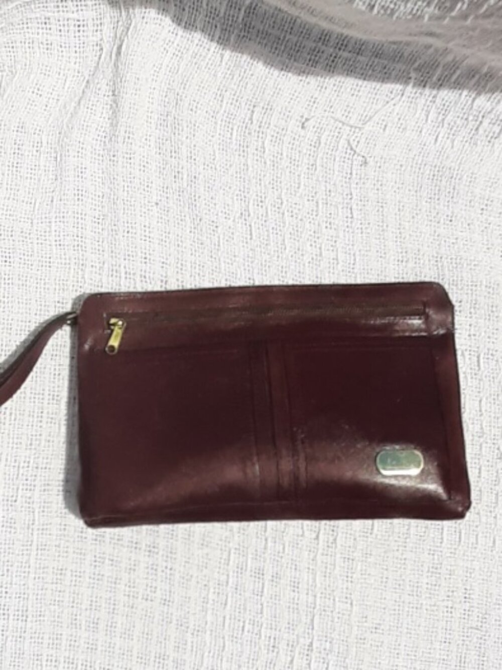 Leather Wristlet Dark Red Vintage 10.5" x  6" x 1.5"